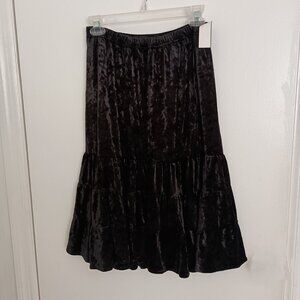 NWT vintage Y2K New York and Co black crushed velvet midi peasant skirt size S